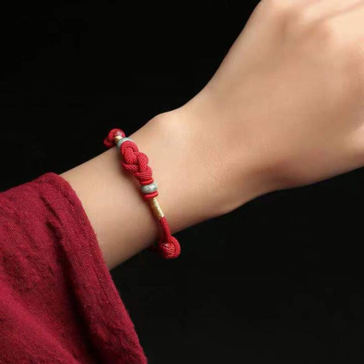 Jade Unity Knot Red Cord Bracelet