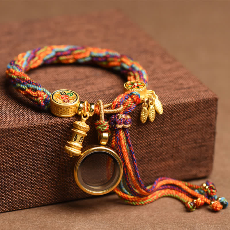Tibetan-Inspired Multicolor Charm Cord Bracelet