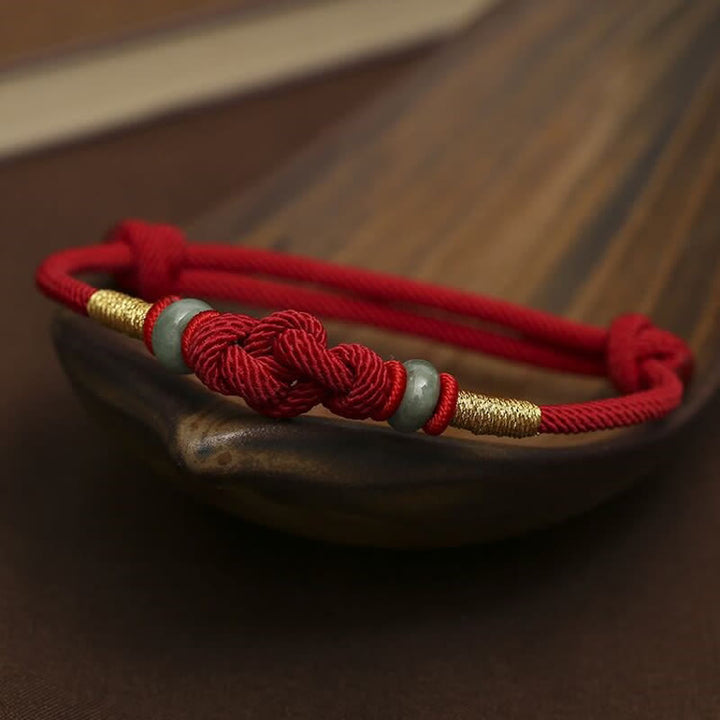 Jade Unity Knot Red Cord Bracelet